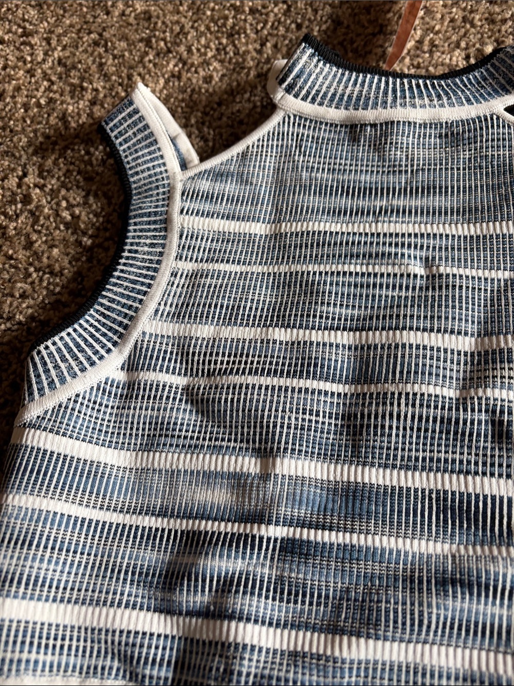 Torn by Ronny Kobo Blue & White Striped Cropped Knit Tank - Picture 5 of 7